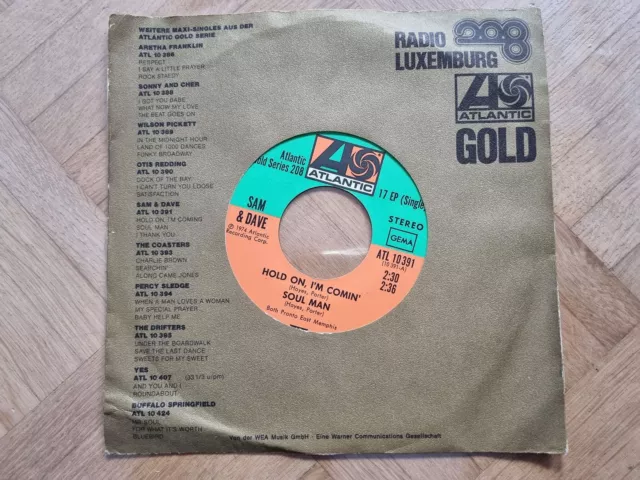 Sam & Dave - Hold on I'm coming/ Soul man/ I thank you 7'' Vinyl Germany