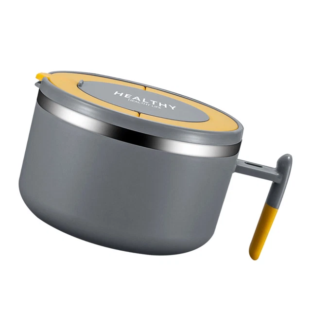 1 pz ciotola per porzione con coperchio ciotola per spaghetti in acciaio inox fornitura da cucina (grigio)