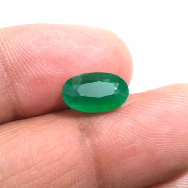 Awesome Zambian Emerald Oval Shape 2.75 Crt Top Green Faceted Loose Gemstone