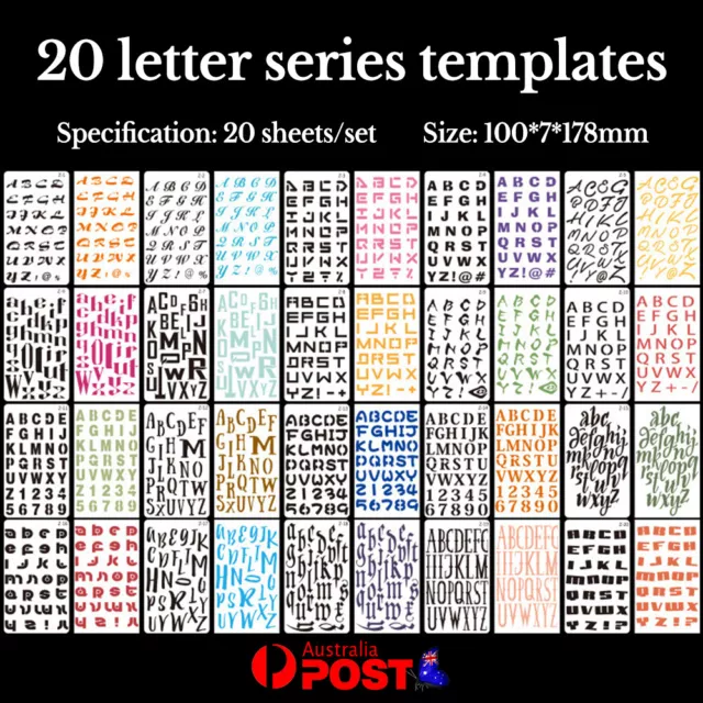 18/20x Letter Alphabet Stencil for Painting Mould Alphabet Sign Calligraphy Font