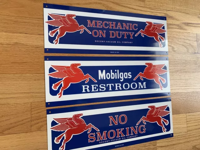 Mobil oil Mobiloil pegasus Restroom Mechanic No Smoking Combo Mobilgas