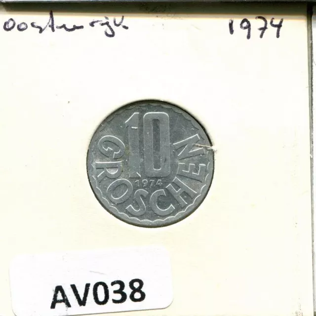 10 GROSCHEN 1974 AUSTRIA Coin #AV038C