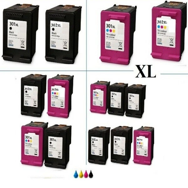 Cartucce di Inchiostro Compatibili HP 301 XL 302 per Deskjet Envy Officejet Clr