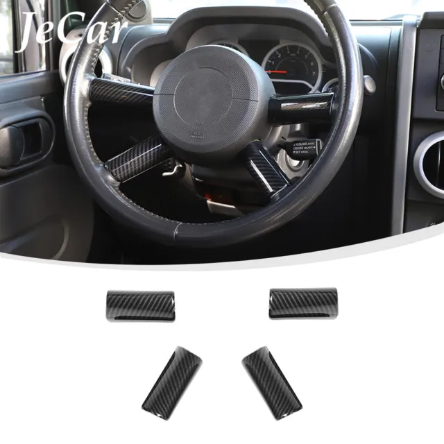 Carbon Fiber Interior Steering Wheel Cover Trim for Jeep Wrangler JK 2007-2010