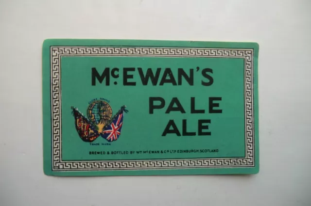 MINT Mc EWAN'S EDINBURGH PALE ALE BREWERY BEER BOTTLE LABEL T4