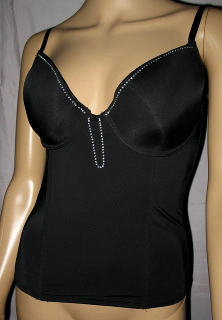 SQUISITAMENTE LUCIDO SETA ANNI 70 * VINTAGE * corsetto / reggiseno lungo / torseletto taglia L Cup C * NUOVO (719