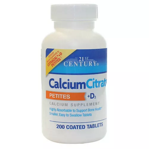 Calcium Citrate Petites + D3 200 Tablettes Par 21st Century