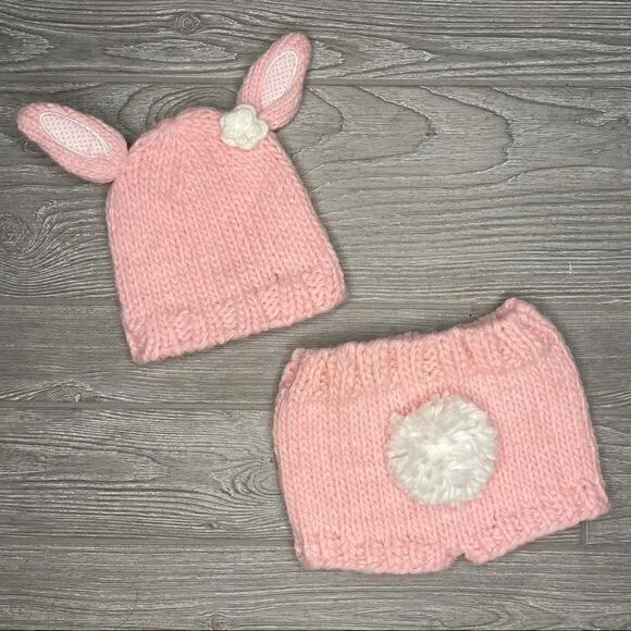So Dorable bunny hat and diaper cover pants with bunny tail for Easter 3-6 month