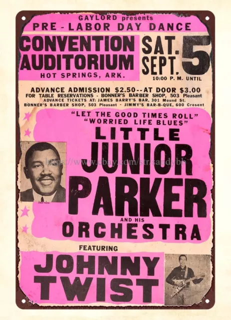 1970 Little Junior Parker Convention Auditorium cartel de concierto metal letrero de estaño