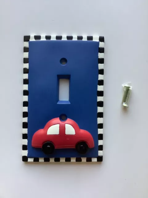 Car Switch Wall Plate Blue Red Kids Boys Room Decor Decoration