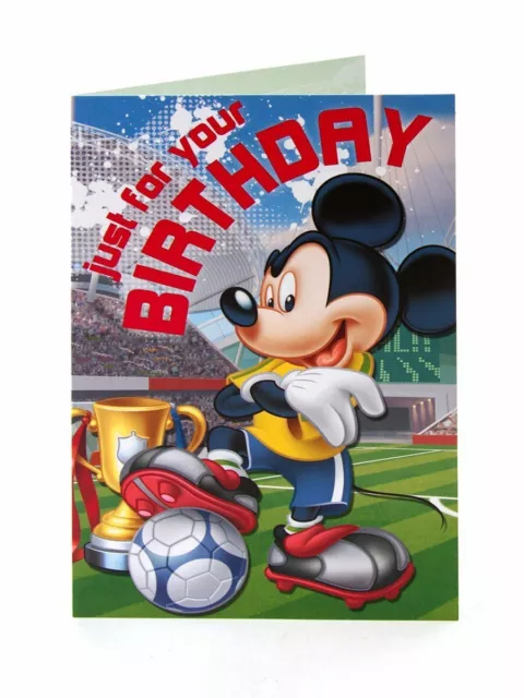 6 x Disney Mickey Maus nur für Ihren Geburtstag Fußball Geburtstagskarten
