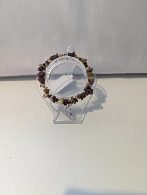 Mookaite Chip Bracelet With Moon Charm