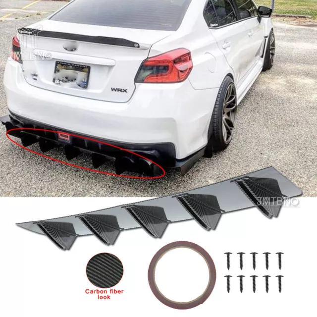 Car Rear Bumper Spoiler Diffuser 5 Fin Lower Lip Carbon Fiber For Subaru WRX STI