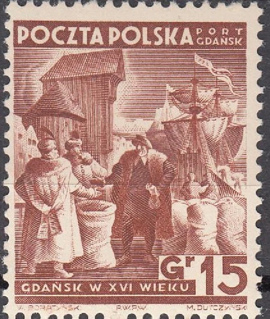 Pol. Post im Hafen v. Danzig " Port Gdansk " Mi. 35 **   (190)