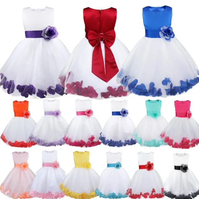 UK Petals Girls Dress Toddler Princess Bridesmaid Wedding Formal Party Tutu Gown