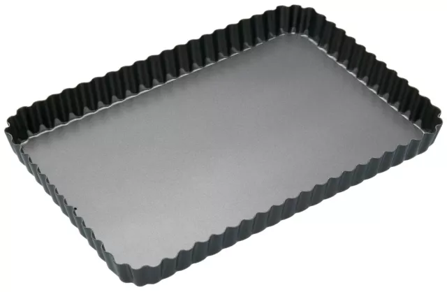 Quiche Flan Tin Large Fluted 30cm x 20cm Oblong Loose Bottom Masterclass