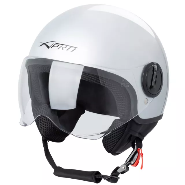 Casque Moto Scooter Demi Jet Visiere Ouvert Approuvé ECE 22-06 Argent