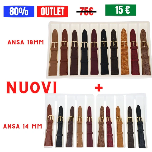 cinturini in pelle per orologi OFFERTA 10+10 solo 15 € ansa 14 mm + 18 mm