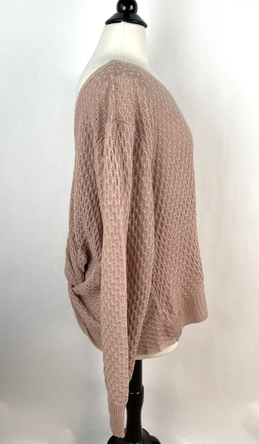 Shein Curve Twist Back V-neck Sweater 3XL 3X 18 Plus Pink Beige Soft Honeycomb 10