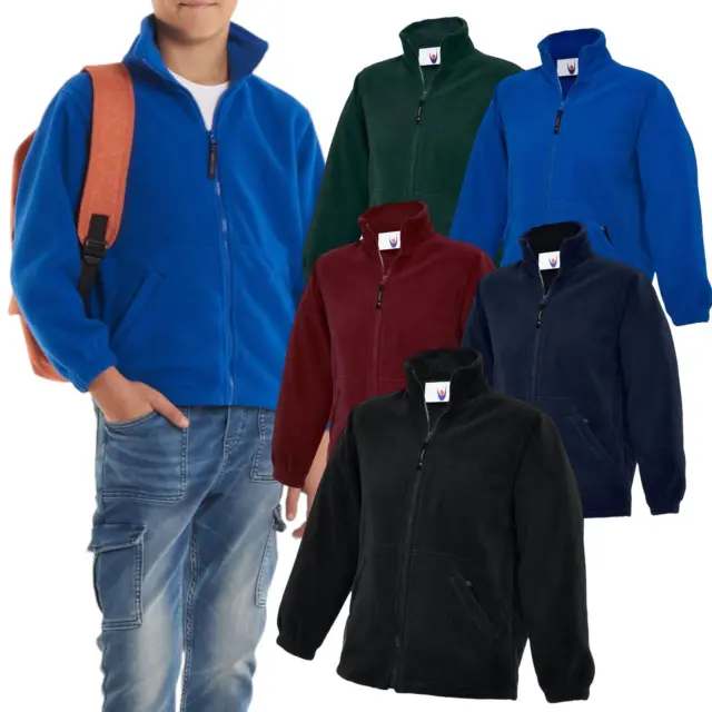 Childrens Full Zip Micro Fleece Jacket Casual Kids Coat Anti Pill Uneek UC603