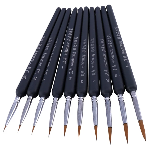 10 Pcs Bene Pennello Per Pittura Estremamente Fine Pennelli Miniatura Impostare