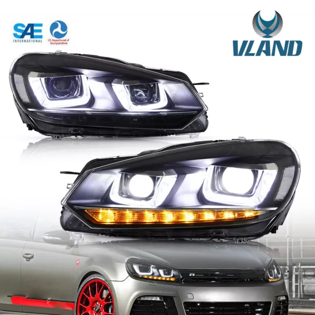 VLAND Phares pour VW Golf 6 MK6 VI GTD 10-14 LED DRL feux avant avec séquentiel