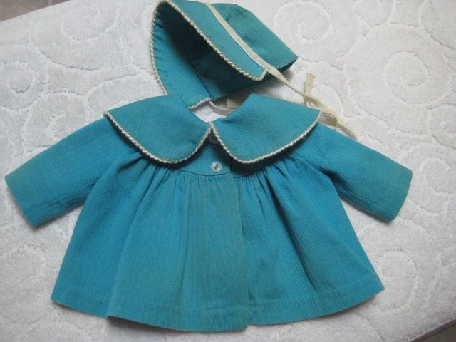 Vtg TINY CHATTY BABY 1962 MATTEL Bye Bye TEAL BLUE ...COAT & HAT ONLY