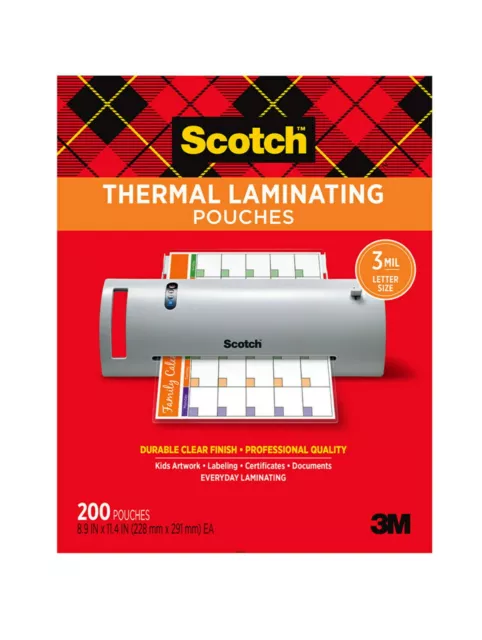 Scotch Thermal Laminating Pouches, 200 Count, 8.5" x 11", 3 MIL Thick