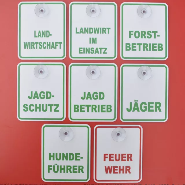 JAGDSCHUTZ LANDWIRTSCHAFT FORSTBETRIEB FEUERWEHR Schild Saugnapf Auto  Aufkleber EUR 5,90 - PicClick DE