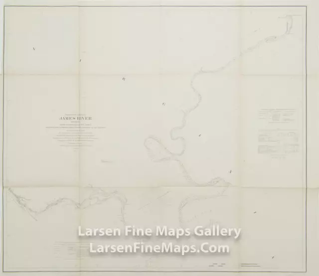 1855 Coast Survey Chart of James River, USCS Map Virginia, Richmond Appomattox