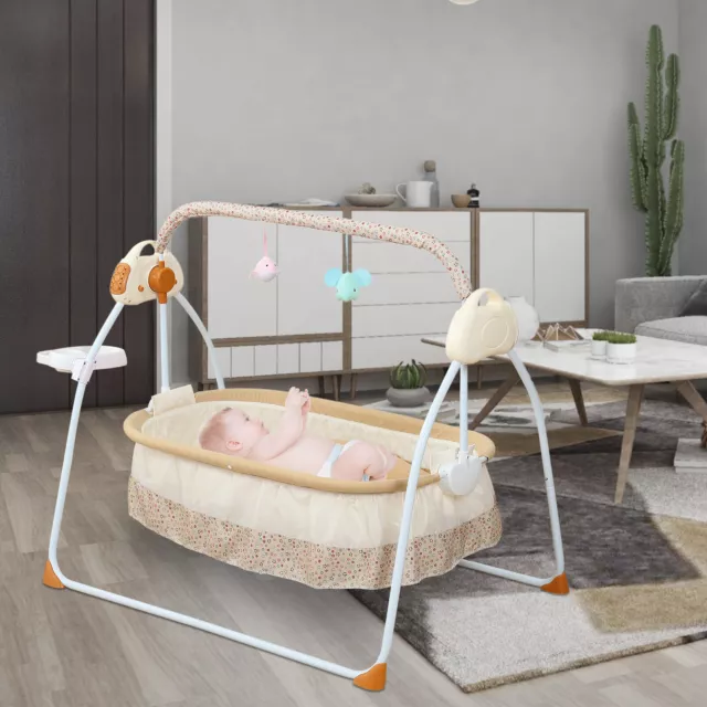 Electric Auto-Swing Bed Infant Bluetooth Cradle Crib Infant Rocker Cot w/ Remote