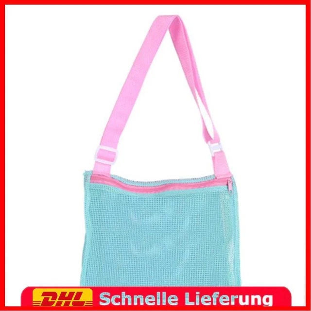 Mesh Sundries Storage Bag Kid Beach Sand Toy Shell Shoulder Bags (Sky Blue)