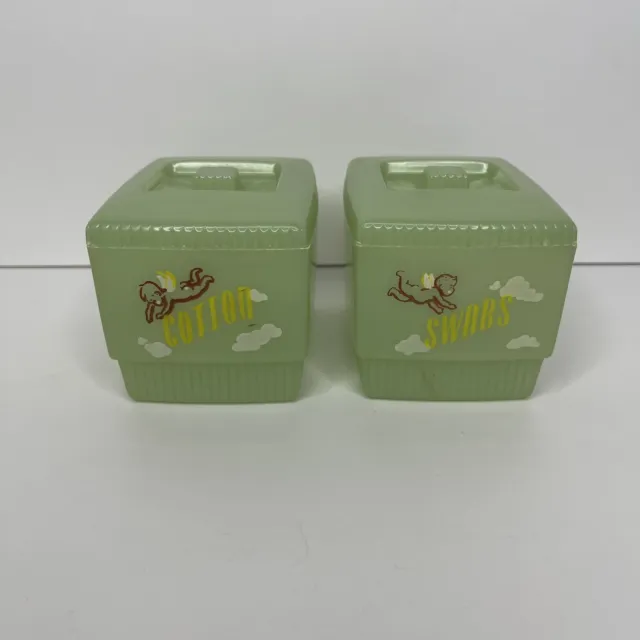 2 The Charolyte Vintage 60's Nursery Boxes Box Swabs Cotton Plastic Keepers