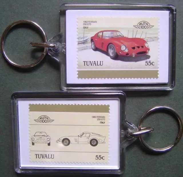 1962 FERRARI 250 GTO Car Stamp Keyring (Auto 100 Automobile)