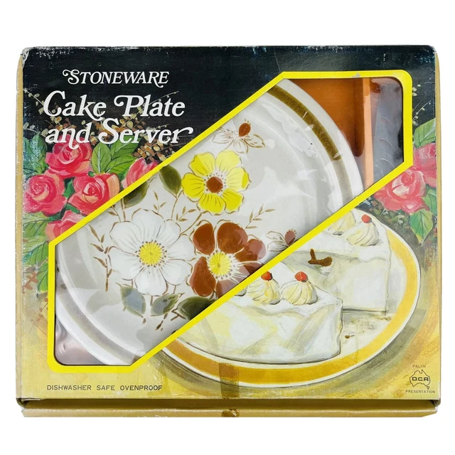 Stoneware Vintage Cake Plate and Server - Floral (Japan) Collectable