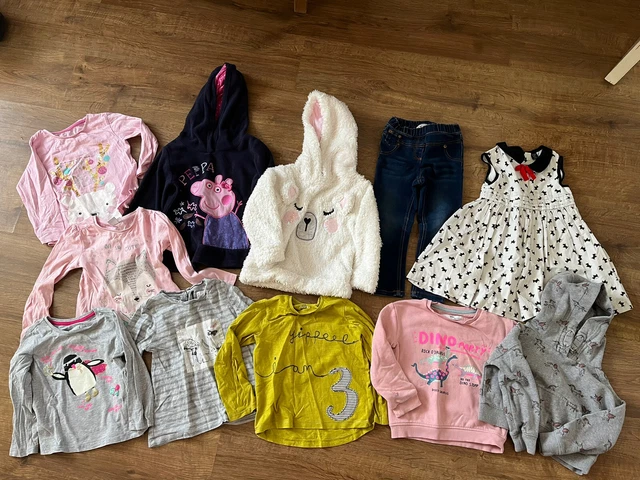 Pacchetto vestiti per bambina taglia 2-3 anni top, jumpers, jeans, abito