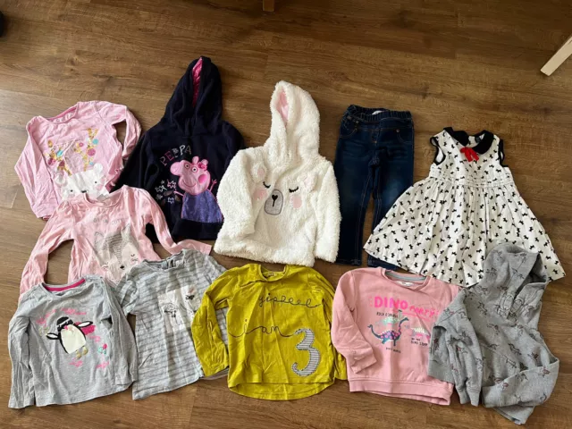 Toddler Girls Clothes Bundle Size 2-3 Years Tops, Jumpers, Jeans, Dress