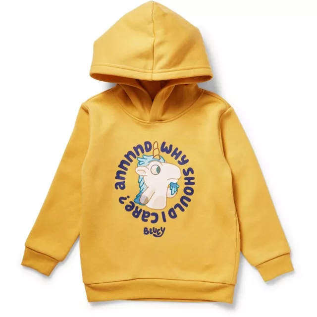 Bluey Yellow Unicorse Hoodie Jumper Sweater Size 1-8 Brand New With Tags