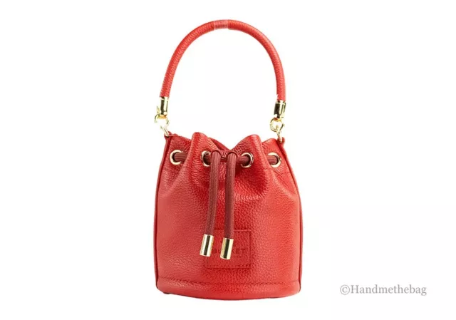 Marc Jacobs The Micro Bucket Bag True Red Leather  Bucket Crossbody Purse