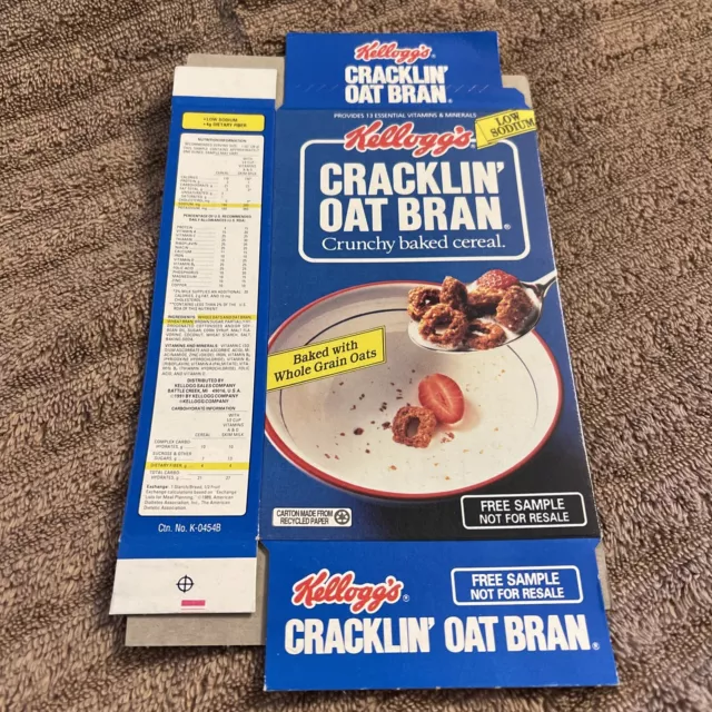 1991 KELLOGG’S CRACKLIN’ OAT BRAN Sample Cereal Box 18.50 PicClick