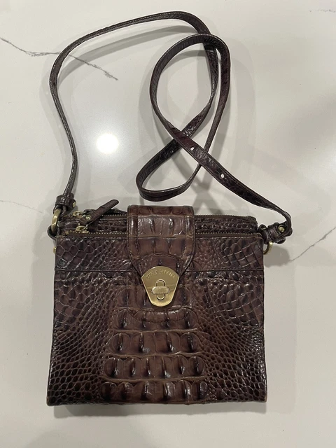 Women's Brahmin Croc Embossed Leather Crossbody Shoulder Bag Purse Handbag