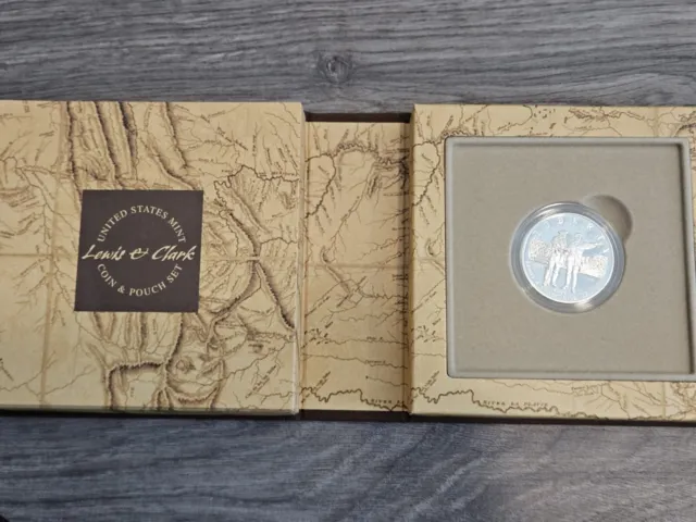 2004 Lewis & Clark Bicentennial Proof Silver Dollar Coin & Pouch Set Box & COA!