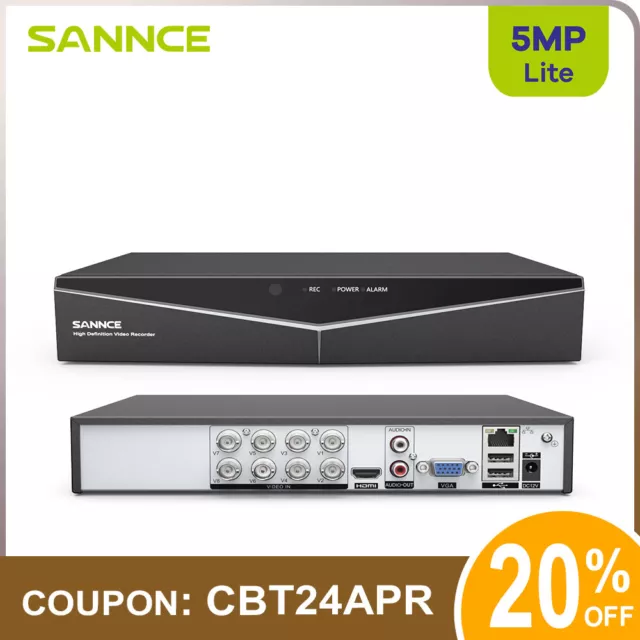 SANNCE 5MP Lite 8CH DVR Video Recorder HDMI VGA for CCTV Security Camera System