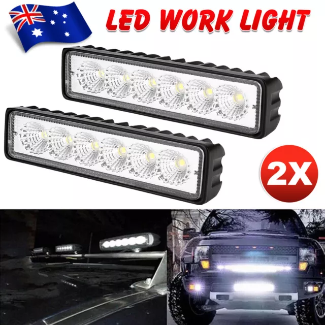 2x 6inch LED Work Light Bar Flood Beam Lights Reverse Fog Driving Lamp Offroad