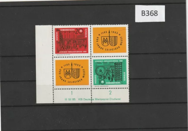 DDR Nr. 1012-1013 postfrisch ** Viererblock mit Druckvermerk DV    B368