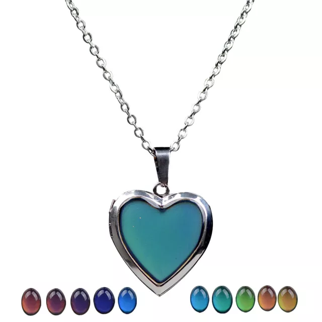 Heart Gem Colour Changing Pendant Necklace Emotion Feeling Jewelry Mens Gift 2