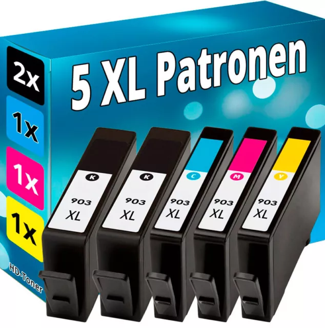 5x Stampante Cartucce 903 per HP Officejet 6950 6960 6962 6968 6970 6975 6978 XL