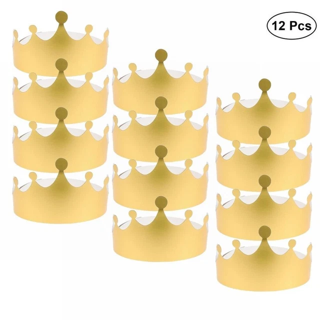 12pcs Carta Corona Compleanno Cappelli Festa Forniture for Costume Nuziale Oro