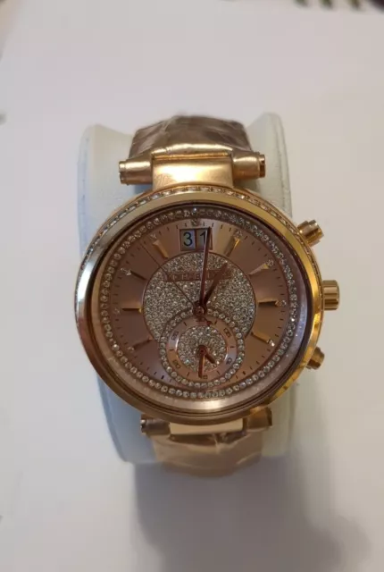 MICHAEL KORS Sawyer Rose Gold Crystal Pave Dial Watch