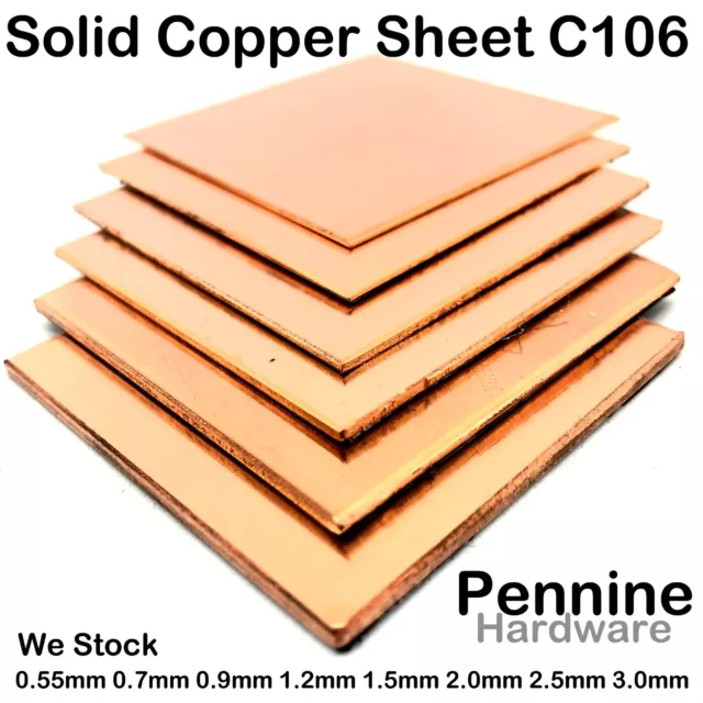 BRASS OR COPPER SHEET 0.7 to 3.0 mm Guillotine Cut Metal from UK Trade Supplier